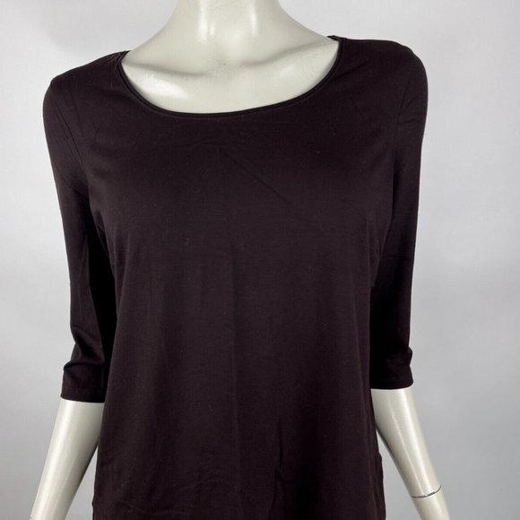 Eileen Fisher Washable Rayon Top Women PL 3/4 Sleeve Scoop neck StretchTee Shirt - Picture 5 of 11